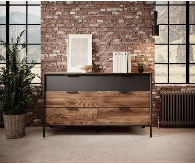 Комод Perfect Мілтон / Milton з 6 ящиками 6S/138 Каштан/антрацит (PFH-091081)