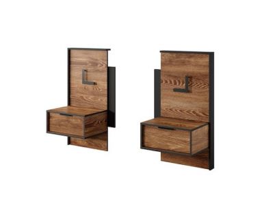 Тумбы прикроватные 2 шт. с подсветкой Perfect Милтон / Milton с 2 ящиками 1S/49 Каштан/антрацит (PFH-091082)
