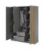 Шафа для одягу Perfect Неллі / Nelly 3D 3-дверна з дзеркалом Сірий/дуб артизан (PFH-091857)
