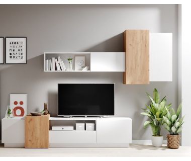 Стінка Perfect 3Д / 3D Білий/дуб золотий крафт (PFH-091048)