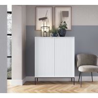 Комод высокий Perfect Новая/Nova 2-дверный с черными ножками K104 Белый (PFH-091232)