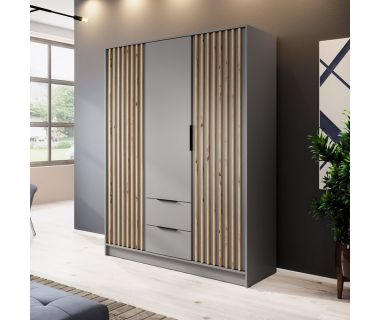 Шкаф для одежды Perfect Нелли / Nelly 3D 3-дверный Серый/дуб артизан (PFH-091858)