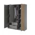 Шафа для одягу Perfect Неллі / Nelly 3D 3-дверна Сірий/дуб артизан (PFH-091858)