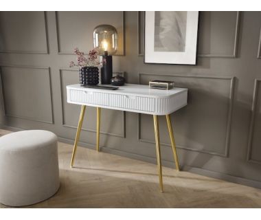 Стіл туалетний Perfect Зова/Zova з 2 ящиками та золотими ніжками T103 Білий (PFH-091299)