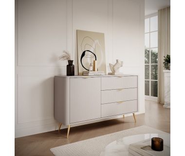 Комод Perfect Ланте/Lante 1-дверный с 3 ящиками и золотыми ножками 1D3S/138 Беж (PFH-091116)