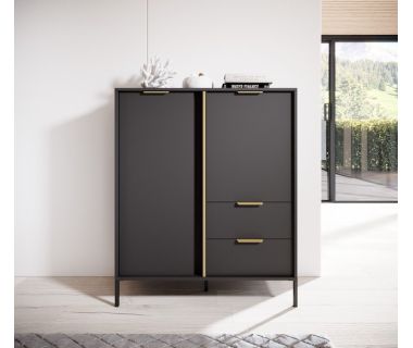 Комод высокий Perfect Ларс/Lars 2-дверный с 2 ящиками 2D2S/104 Антрацит (PFH-091020)