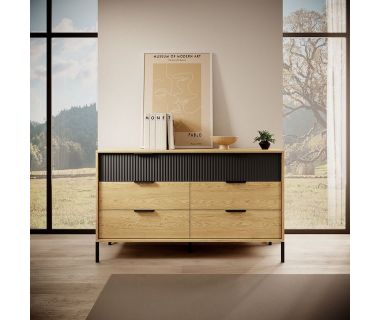 Комод Perfect Балтик / Baltic 6S/138 с 6 ящиками Дуб балтик/черный (PFH-091377)