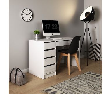 Стол туалетный письменный Perfect Ада/Ada 5S/120 с 5 ящиками Белый глянец (PFH-091306)