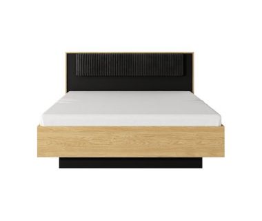 Кровать (каркас) Perfect Балтик/Baltic 160 с мягким изголовьем двуспальная Дуб балтик/черный (PFH-091380)