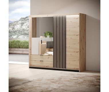 Шафа напівкупе Perfect Таллі / Tally 4-дверна з дзеркалом 4D2S/220 Дуб артизан/антрацит (PFH-091097)