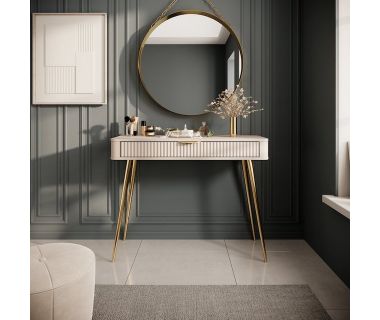 Стіл туалетний Perfect Ланте/Lante 1S/100 з 1 ящиком та золотими ніжками Беж (PFH-091169)