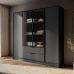 Гардеробна / шафа для одягу Perfect Келлі / Kelly 4DRM 4-дверна з центральними прозорими дверцятами та додатковими полицями Графіт (PFH-091896)
