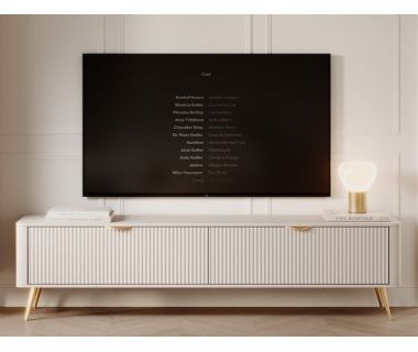 Тумба под телевизор Perfect Ланте/Lante 2-дверная с золотыми ножками 2D/163 Беж (PFH-091118)