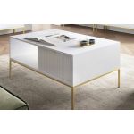Стіл журнальний Perfect Нова/Nova з 2 ящиками та золотими ніжками L104 Білий (PFH-091249)