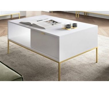 Стол журнальный Perfect Новая/Nova с 2 ящиками и золотыми ножками L104 Белый (PFH-091249)