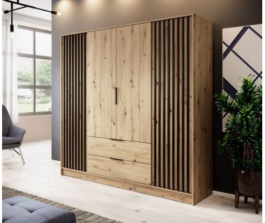 Шафа для одягу Perfect Неллі / Nelly 4D 4-дверна Дуб артизан/чорний (PFH-091860)