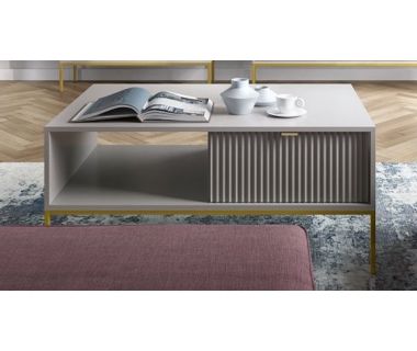 Стол журнальный Perfect Новая/Nova с 2 ящиками и золотыми ножками L104 Серый (PFH-091252)
