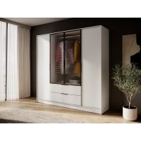 Гардеробна / шафа для одягу Perfect Келлі / Kelly 4DRM 4-дверна з центральними прозорими дверцятами та реєю Кашемір (PFH-091894)