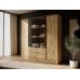 Гардеробна / шафа для одягу Perfect Келлі / Kelly 4DRM 4-дверна з центральними прозорими дверцятами та додатковими полицями Дуб артизан (PFH-091897)