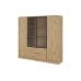 Гардеробна / шафа для одягу Perfect Келлі / Kelly 4DRM 4-дверна з центральними прозорими дверцятами та додатковими полицями Дуб артизан (PFH-091897)