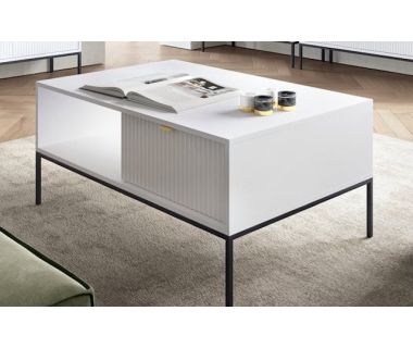 Стіл журнальний Perfect Нова/Nova з 2 ящиками та чорними ніжками L104 Білий (PFH-091248)