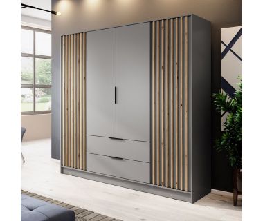 Шафа для одягу Perfect Неллі / Nelly 4D 4-дверна Сірий/дуб артизан (PFH-091864)