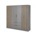 Шафа для одягу Perfect Неллі / Nelly 4D 4-дверна Сірий/дуб артизан (PFH-091864)