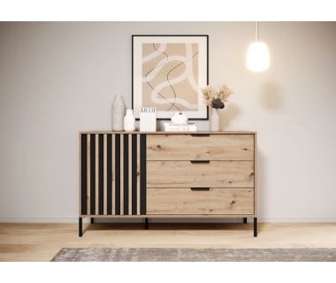 Комод Perfect Талли / Tally 1-дверный с 3 ящиками 1D3S/138 Дуб артизан/антрацит (PFH-091096)