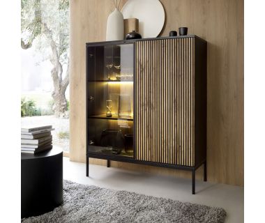 Витрина низкая с подсветкой Perfect Сенто / Sento WT104 2-дверная Черный/дуб один (PFH-091490) Витрина низкая с подсветкой Perfect Сенто / Sento WT104 2-дверная Черный/дуб один (PFH-091490)