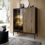 Вітрина низька з підсвічуванням Perfect Сенто / Sento WT104 2-дверна Чорний/дуб один (PFH-091490)