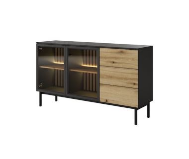 Комод з підсвічуванням Perfect Ланг/Lang 2-дверний з 3 ящиками 2D3S/150 Чорний/дуб евок (PFH-091143)