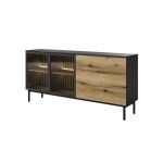 Комод с подсветкой Perfect Ланг/Lang 2-дверный с 3 ящиками 2D3S/180 Черный/дуб эвок (PFH-091142)