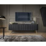 Тумба під телевізор Perfect Зова/Zova 3-дверна із золотими ніжками RTV168 Чорний (PFH-091369)