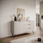 Комод Perfect Ланте/Lante 1-дверный с 3 ящиками и черными ножками 1D3S/138 Беж (PFH-091178)