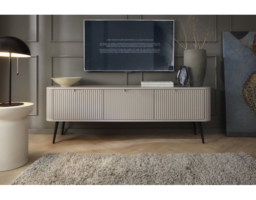 Тумба під телевізор Perfect Зова/Zova 3-дверна із чорними ніжками RTV168 Кашемір (PFH-091274)