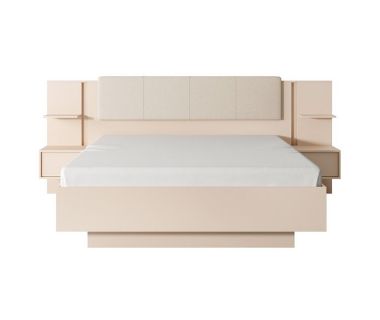 Кровать (каркас) Perfect Даст / Dast 160 с прикроватными тумбами и мягким изголовьем Беж (PFH-091002)