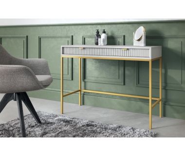 Стол туалетный Perfect Новая/Nova с 2 ящиками и золотыми ножками T104 Серый (PFH-091269)