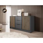 Комод Perfect Неллі / Nelly 3D 2-дверний з 3 ящиками Графіт/дуб артизан (PFH-091866)