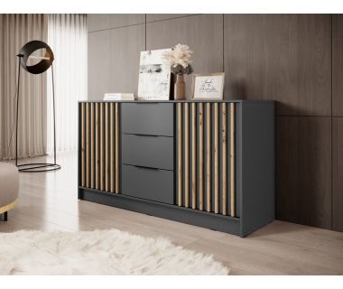 Комод Perfect Нелли / Nelly 3D 2-дверный с 3 ящиками Графит/дуб артизан (PFH-091866)