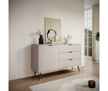 Комод Perfect Ланте/Lante 1-дверный с 3 ящиками и черными ножками 1D3S/138 Беж (PFH-091178)