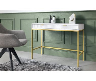 Стіл туалетний Perfect Нова/Nova з 2 ящиками та золотими ніжками T104 Білий (PFH-091267)