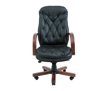 Кресло компьютерное Венеция - Вуд - Кожа Люкс Черная