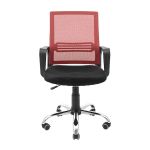 Кресло компьютерное Джина – Хром – Сетка черная + красная