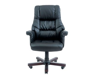 Кресло компьютерное Конгресс - Вуд - Кожзам Черный