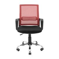 Кресло компьютерное Джина – Хром – Сетка черная + красная