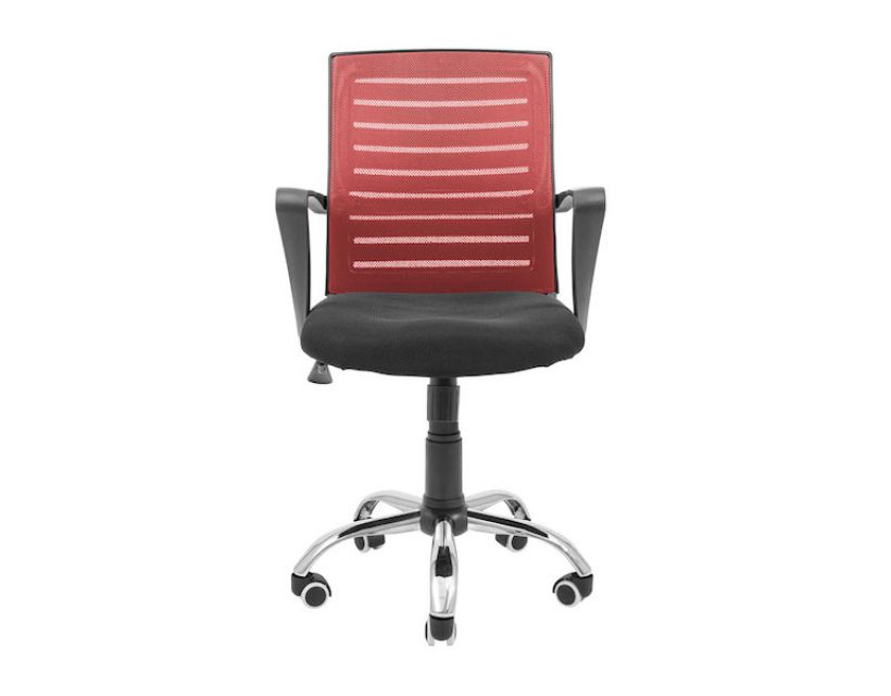Кресло компьютерное Флеш Ю – Хром – Сетка черная + красная в интернет-магазине "Мебли Даром"