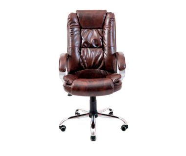 Крісло комп'ютерне Каліфорнія Ю - Хром - Титан ДК Браун