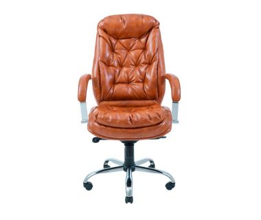 Кресло компьютерное Венеция – Хром – Мадрас Коньяк