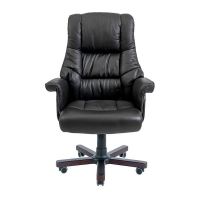 Крісло комп'ютерне Конгрес - Вуд - Шкіра Люкс Чорна