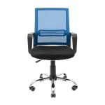 Кресло компьютерное Джина – Хром – Сетка черная + синяя